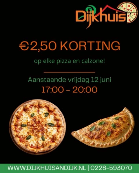 Elke pizza en calzone €2,50 korting!!
