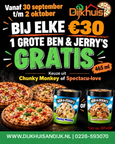 Bij welke 30 euro gratis Ben & Jerry