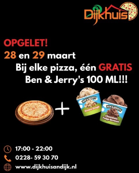 Gratis Ben en Jerry's 100 ML bij elke pizza