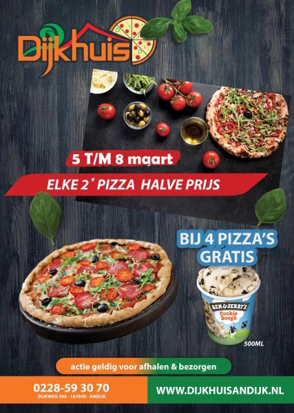 Elke 2e pizza halve prijs 