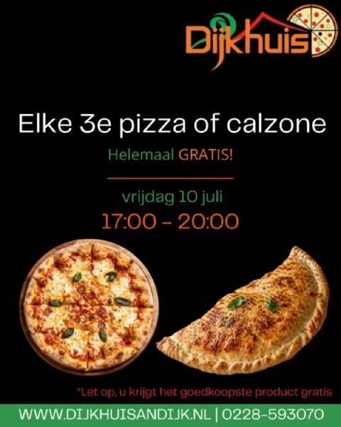 Elke 3e pizza of calzone gratis!