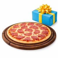 tomatensaus, kaas, salami en een verrassing